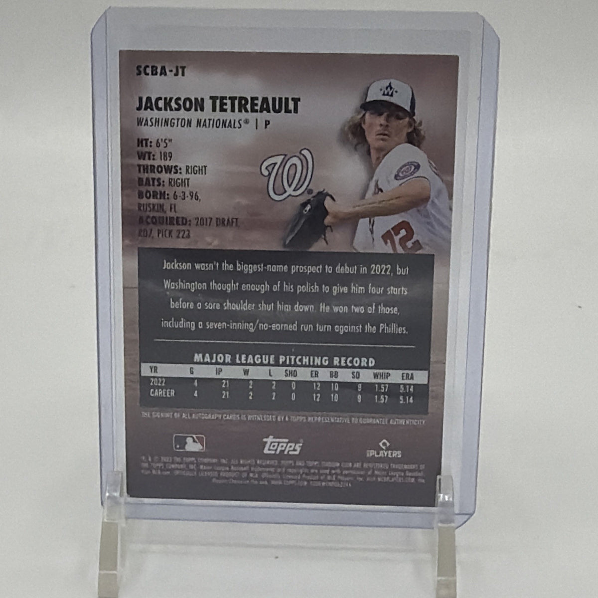 Topps 2023 Stadium Club Jackson Tetreault Auto RC #SCBA-JT Nationals
