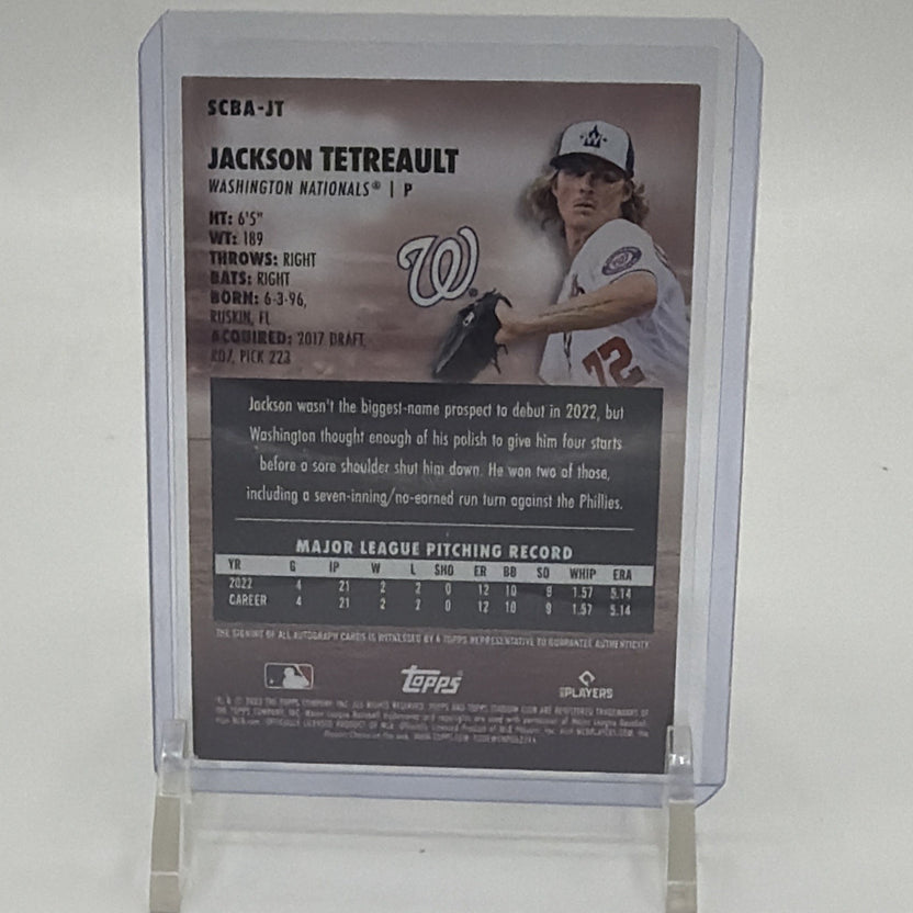 Topps 2023 Stadium Club Jackson Tetreault Auto RC #SCBA-JT Nationals