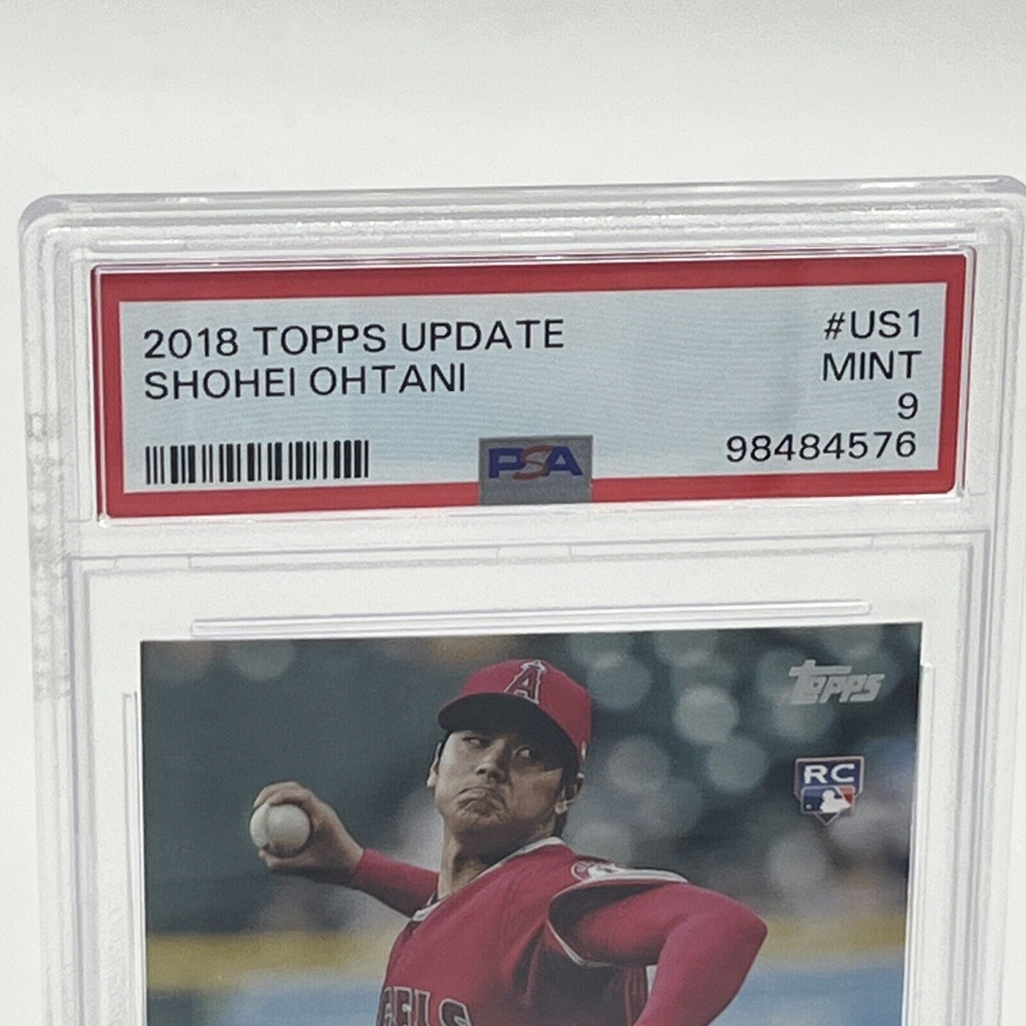 2018 Topps Update Series - Pitching, Red Jersey #US1 Shohei Ohtani (RC) PSA 9