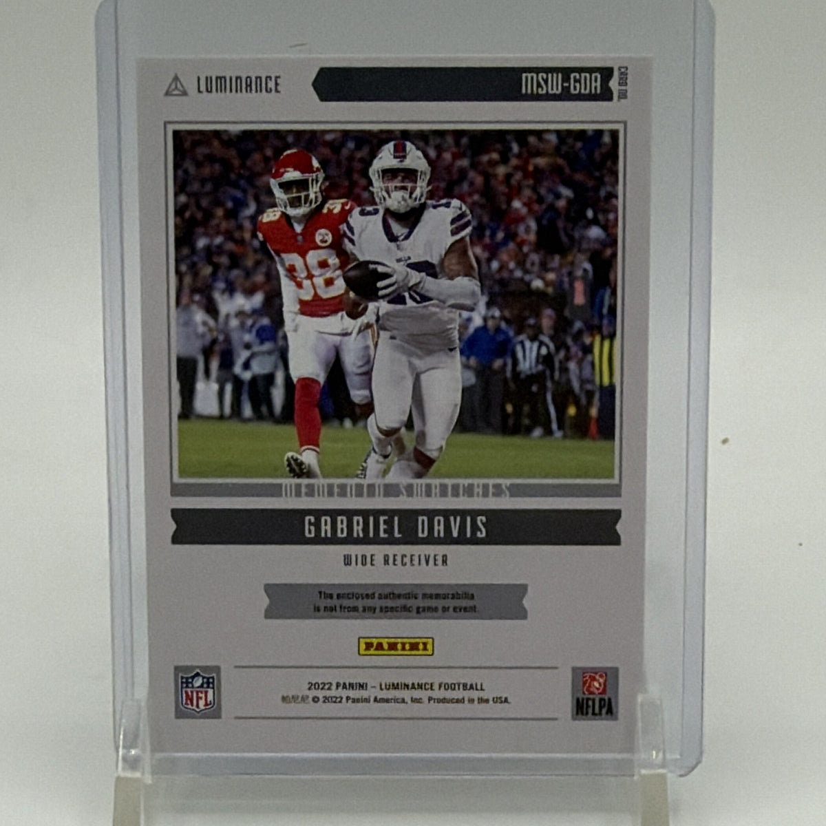 Panini 2022 Luminance Memento Swatches Gabriel Davis Buffalo Bills MSW-GDA