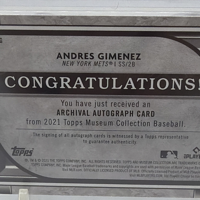 Topps 2021 Museum Archival Autographs Andres Gimenez AA-AG RC Auto /200