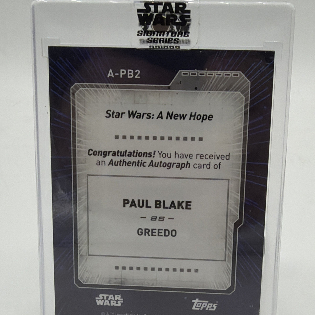 Topps 2017 Star Wars Signature Series Greedo Paul Blake Autograph A-PB2