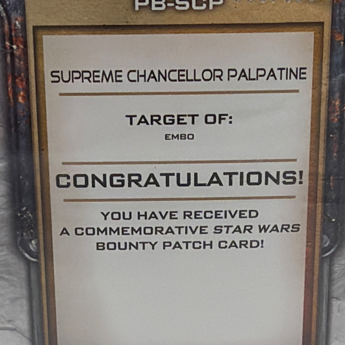 Topps 2012 Star Wars Bounty Patch Supreme Chancellor Palpatine PB-SCP 033/199