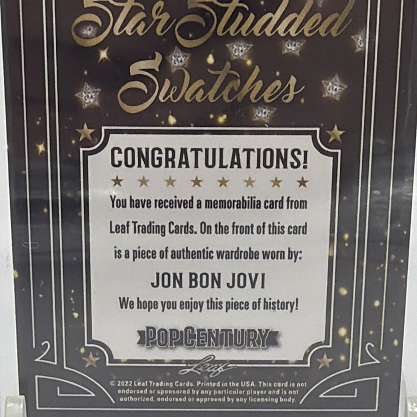 2022 Leaf Pop Century Jon Bon Jovi Worn Relic Card. Tie Die Spandex Of Course!