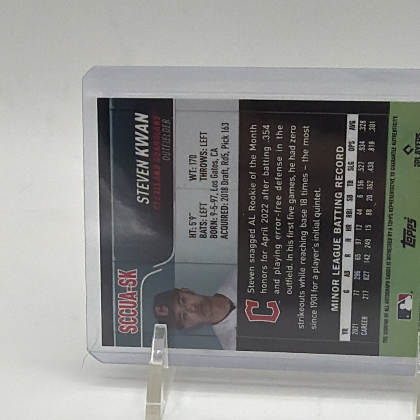Topps 2022 Stadium Club Chrome Steven Kwan RC Auto #SCCUA-SK Autographs