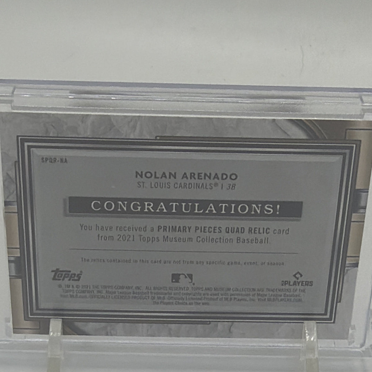 Topps 2021 Museum Collection Nolan Arenado Quad Relic SPQR-NA Cardinals