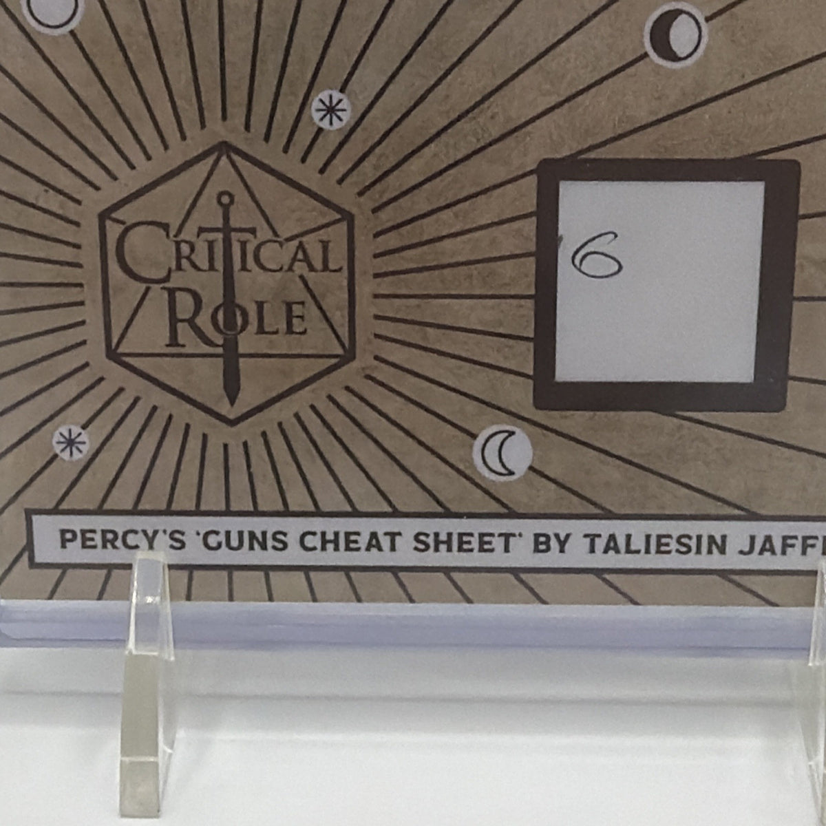 2025 Critical Role 10th Anniversary Percy's Guns Cheat Sheet Taliesin Jaffe