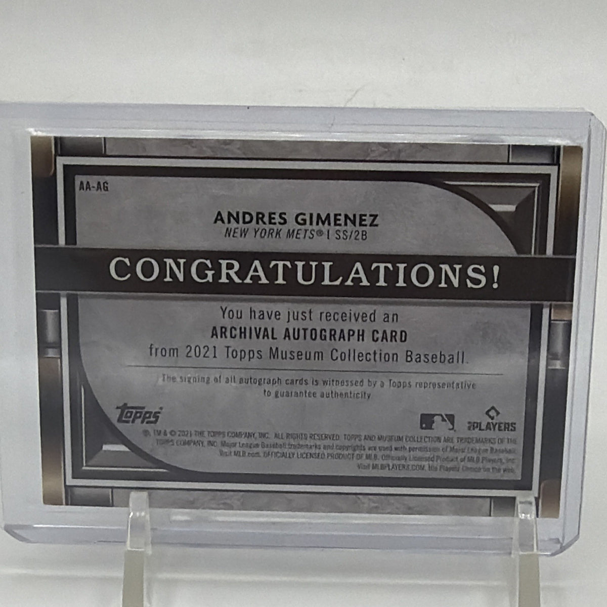Topps 2021 Museum Archival Autographs Andres Gimenez AA-AG RC Auto /200