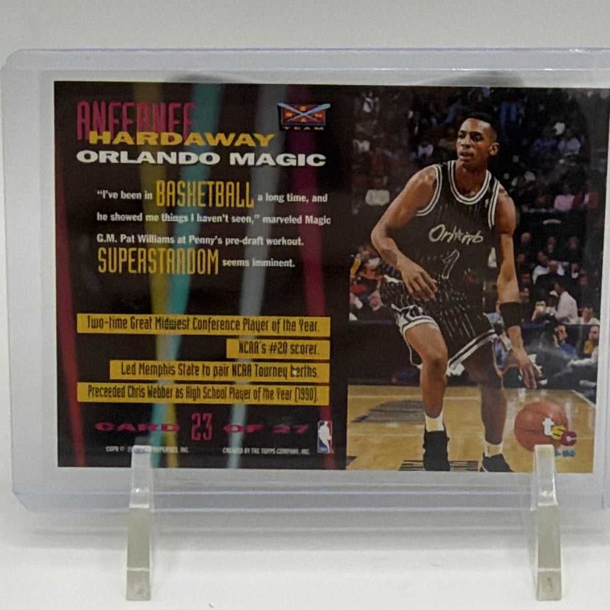 Topps 1993-94 Stadium Club Beam Team Anfernee Hardaway #23 (RC) Magic