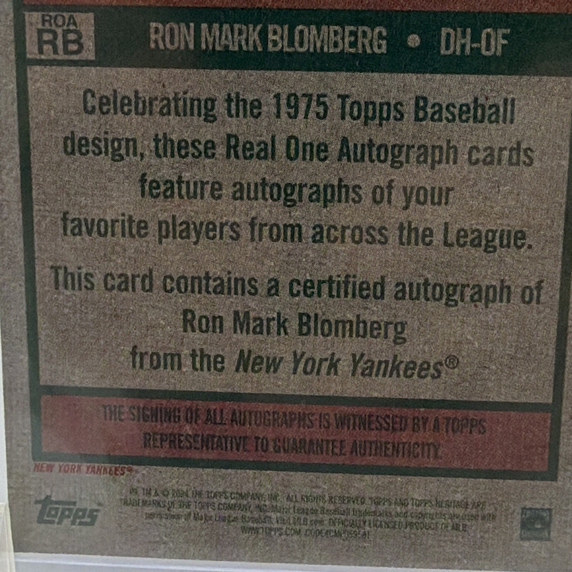 Topps 2005 Heritage Real One Autographs Ron Blomberg Auto ROA-RB Yankees