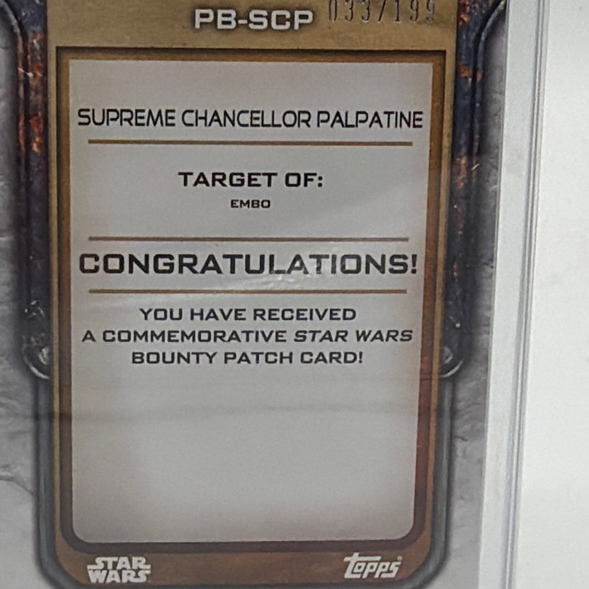 Topps 2012 Star Wars Bounty Patch Supreme Chancellor Palpatine PB-SCP 033/199