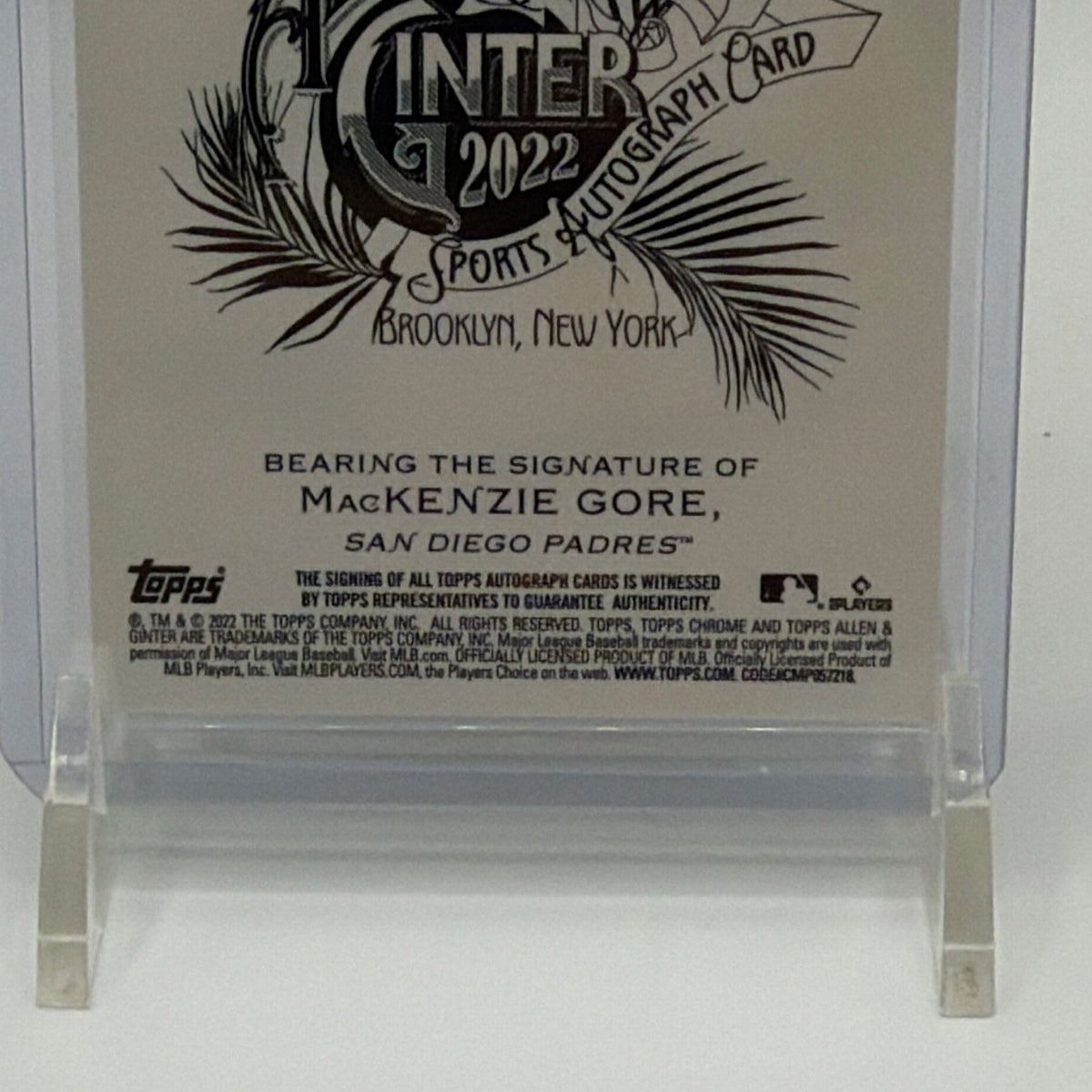 2022 Topps Allen & Ginter Chrome - Full-Size Autographs Mackenzie Gore (AU, RC)