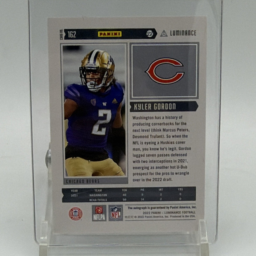 Panini 2022 Luminance Kyler Gordon #162 Rookie Auto 036/349 Chicago Bears