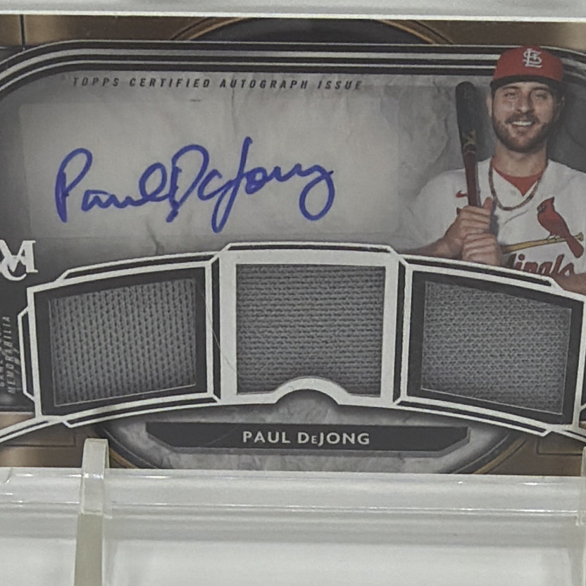 Topps 2021 Museum Collection Paul DeJong Triple Relic Auto SPTRA-PD/199