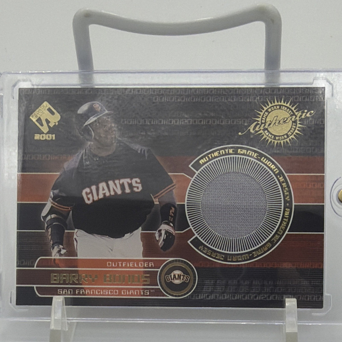 Pacific 2001 Private Stock Authentic Barry Bonds Giants game worn Jersey relic