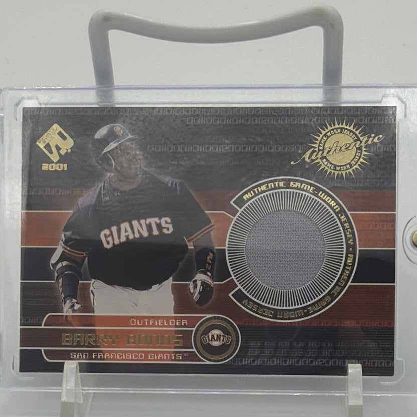 Pacific 2001 Private Stock Authentic Barry Bonds Giants game worn Jersey relic