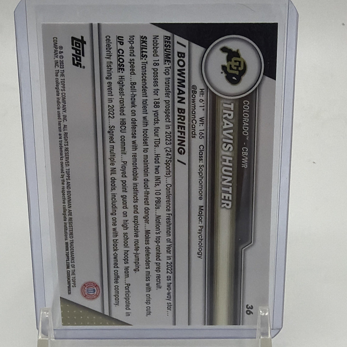 Topps 2023 Bowman University Chrome Travis Hunter 1st Bowman RC #36