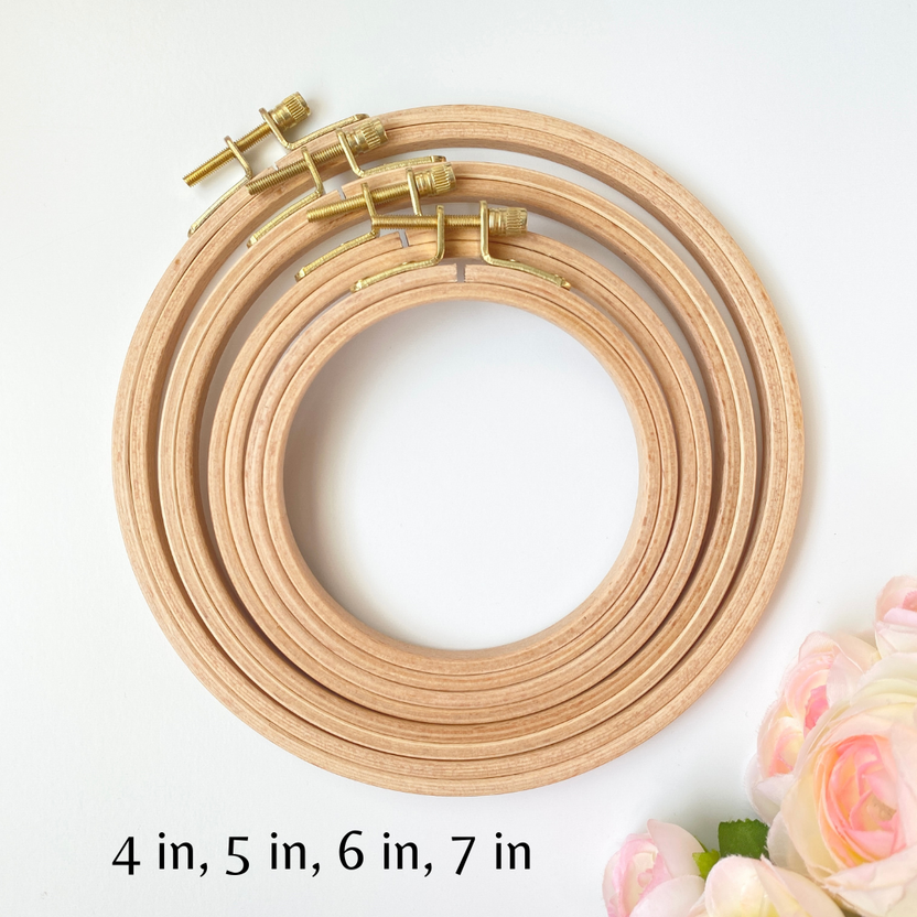 6 inch embroidery hoop, beechwood cross stitch hoop, wooden embroidery frame, classic stitch hoop, 6" hoop for needlepoint, brass screw embroidery hoop, polished beechwood hoop, hoop for cross-stitch and display, premium embroidery tools, embroidery hoop frame