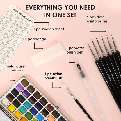 Watercolor Set Of 50 With Brush