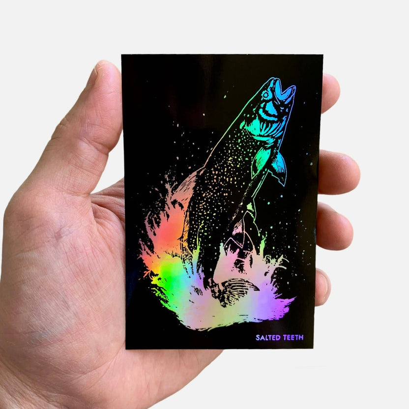Rainbow Trout Holographic Vinyl Sticker – Salted Teeth