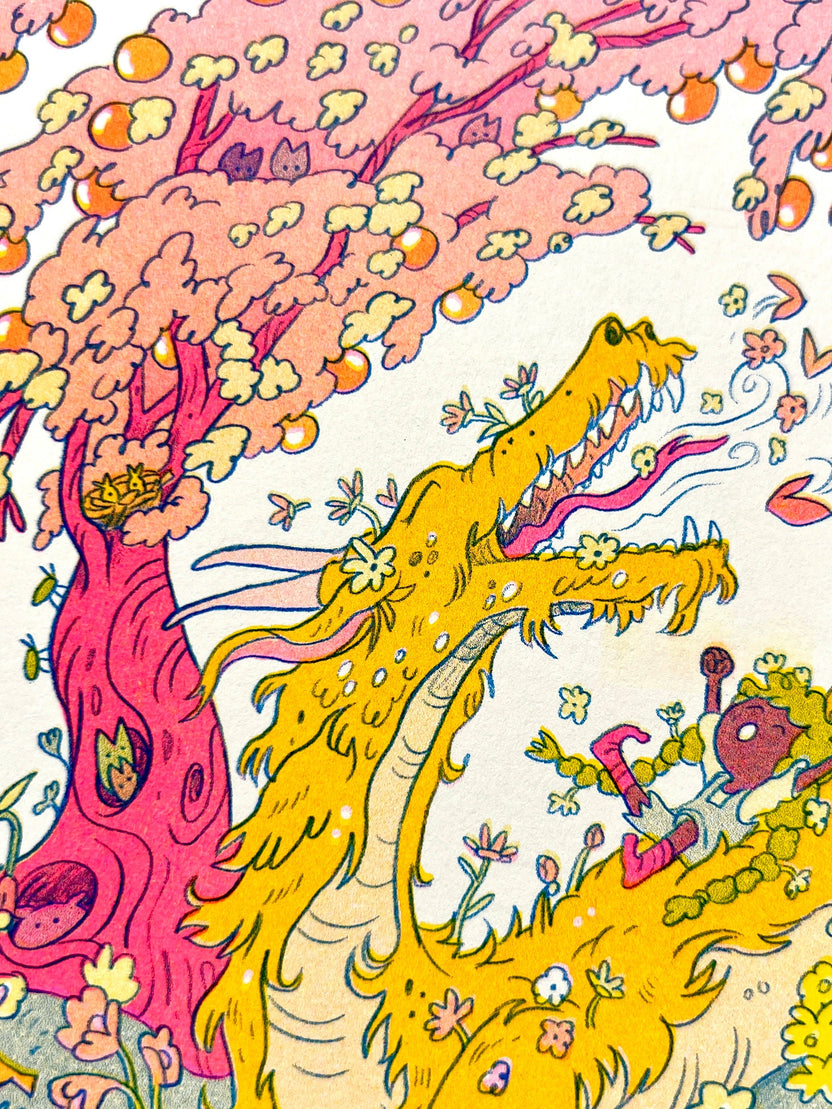 Spring Dragon Riso Print by Natalie Andrewson