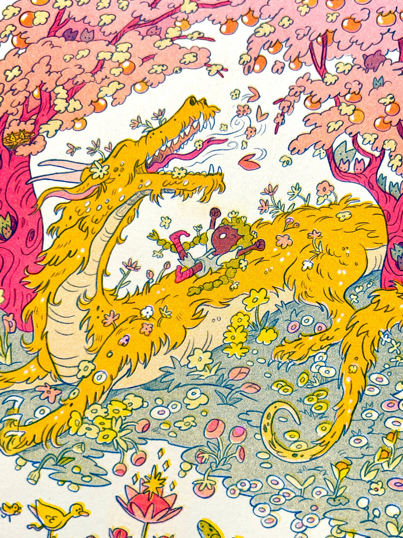Spring Dragon Riso Print by Natalie Andrewson