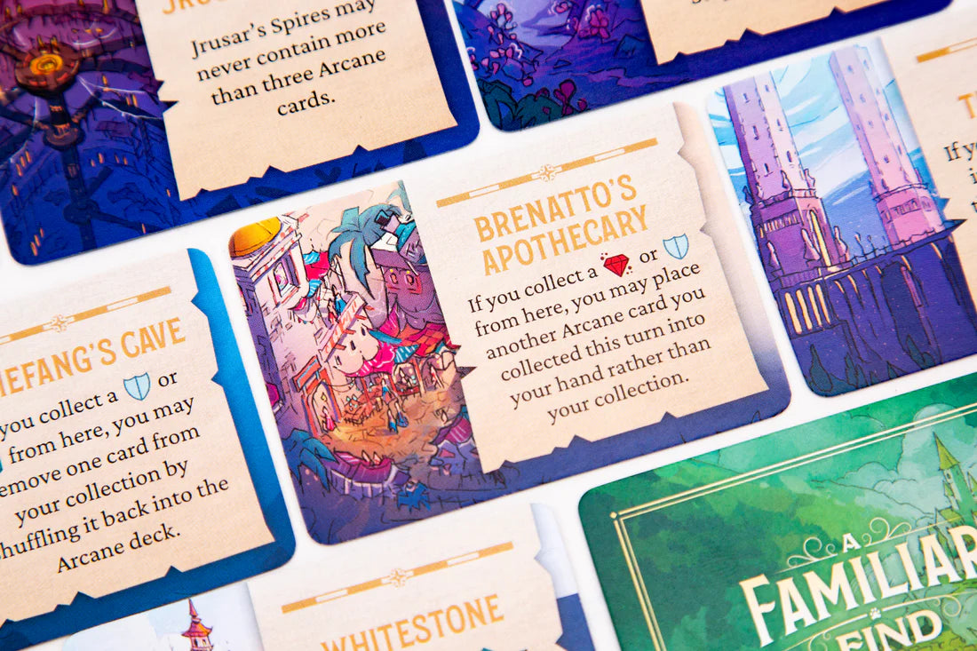 A Familiar Find fast-paced strategy card game set in Exandria featuring adorable familiars from Critical Role campaigns and magical ingredient collecting gameplay.  Beutiful, charming, adorable art.