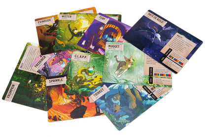 A Familiar Find fast-paced strategy card game set in Exandria featuring adorable familiars from Critical Role campaigns and magical ingredient collecting gameplay.  Beutiful, charming, adorable art.