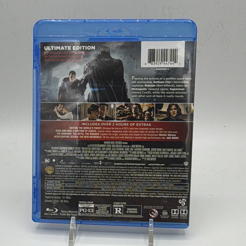 Back of Batman v Superman: Dawn of Justice Ultimate Edition Blu-ray case