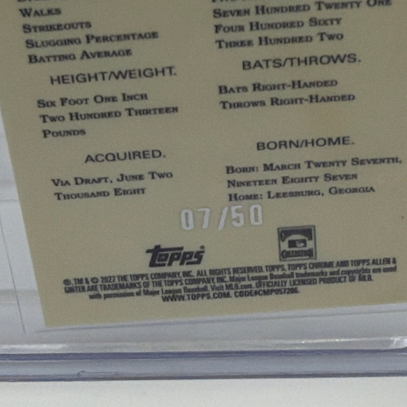 Detailed reverse view of the Buster Posey Allen & Ginter Chrome baseball card with printed player information