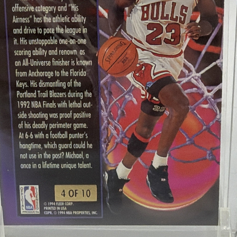 Reverse detail showing Inside/Outside Michael Jordan card number 4 of 10
