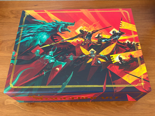 Daggerheart Hope & Fear Deluxe Edition collector's box by Darrington Press featuring dramatic wraparound artwork with gold foil accents.