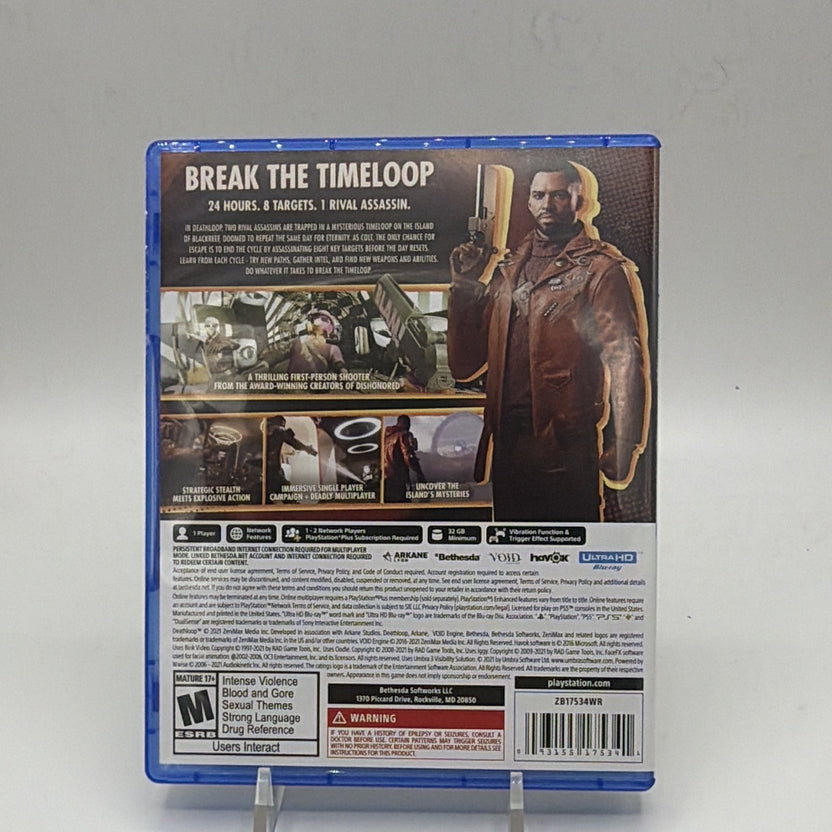 Back of Deathloop PlayStation 5 game case