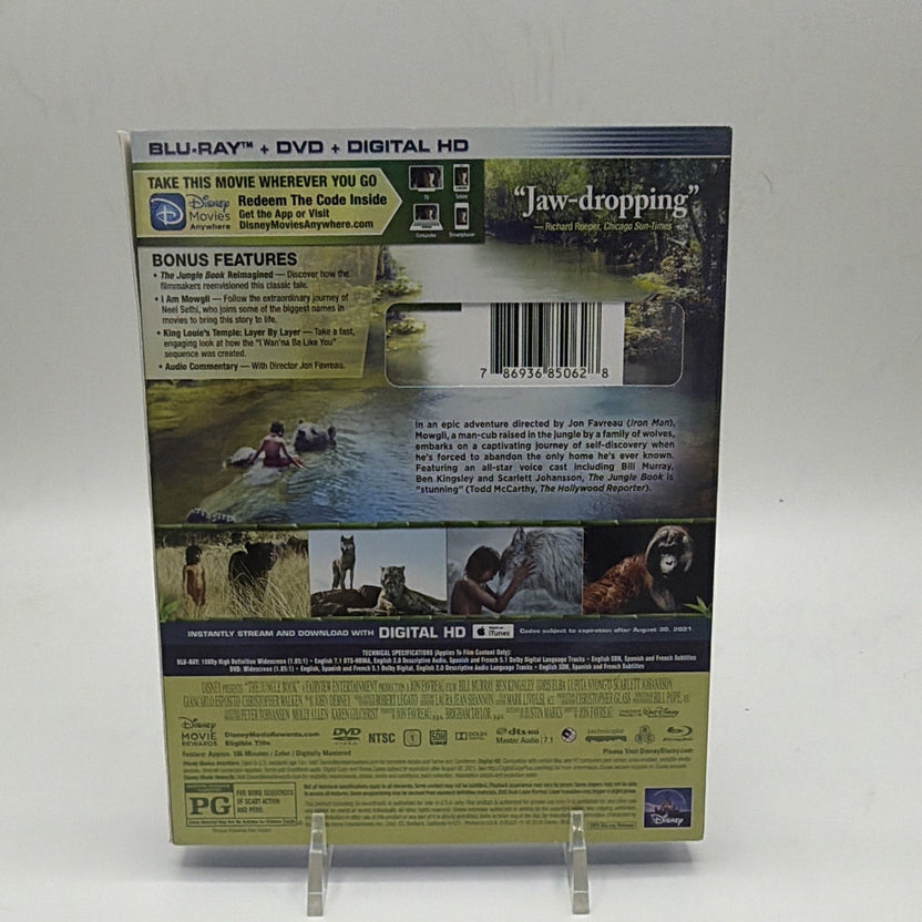 Back of Disney The Jungle Book 2016 Blu-ray and DVD combo pack
