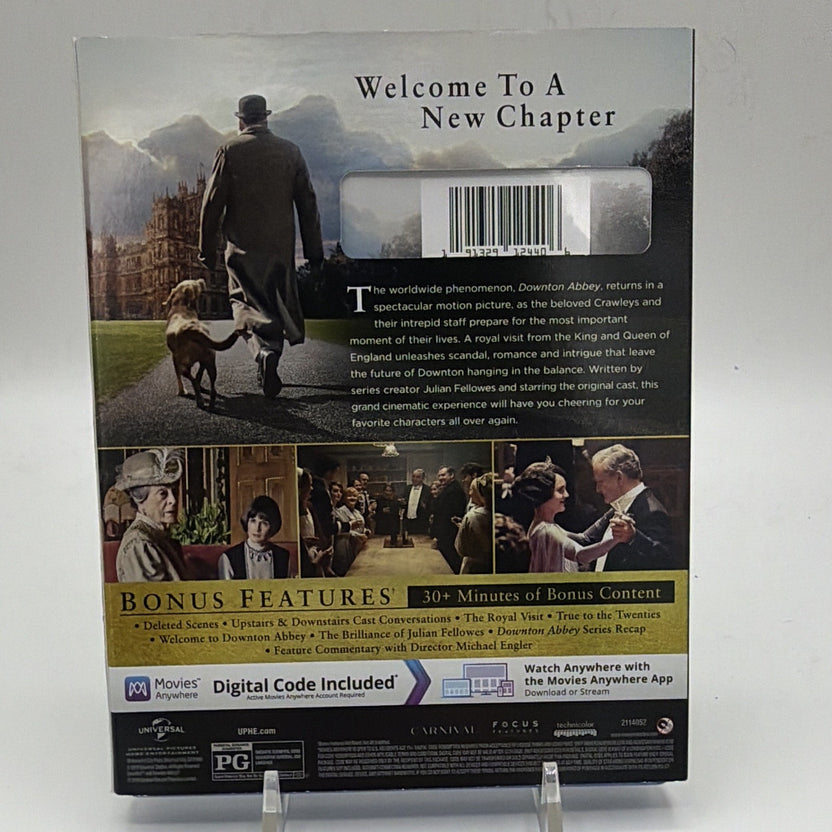 Back of Downton Abbey: The Motion Picture Blu-ray and DVD case