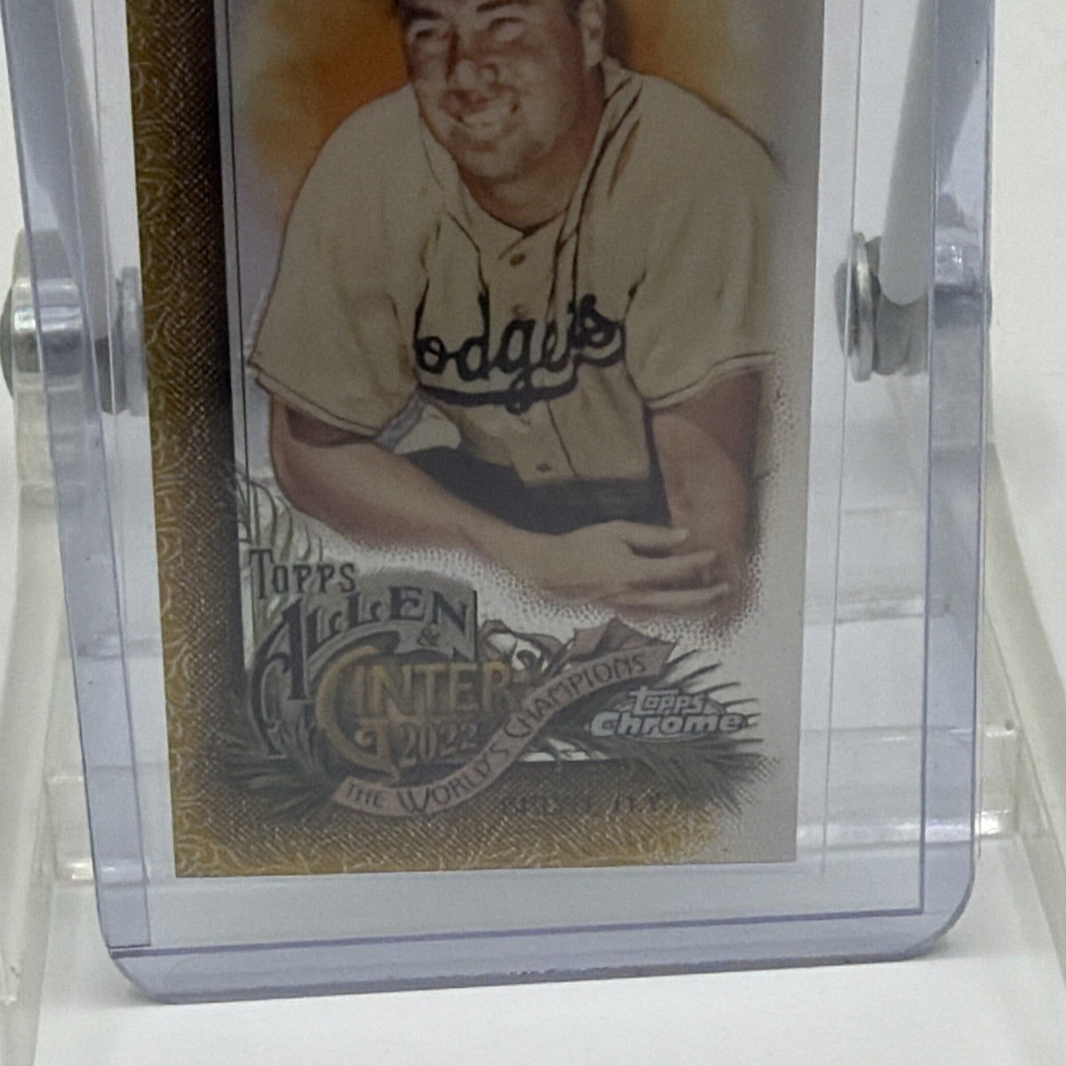 Detailed view of the gold-bordered Duke Snider Allen & Ginter Chrome baseball card