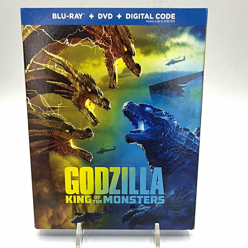 Front of pre-owned Godzilla: King of the Monsters Blu-ray, DVD and Digital edition