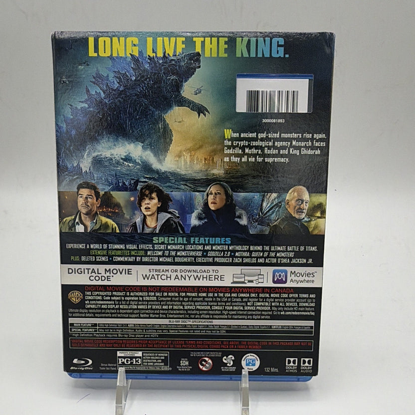 Back of pre-owned Godzilla: King of the Monsters Blu-ray and DVD case