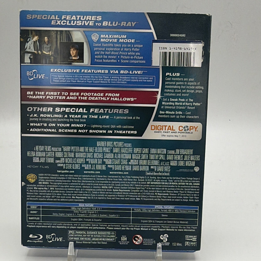 Back of Harry Potter and the Half-Blood Prince Blu-ray and DVD case