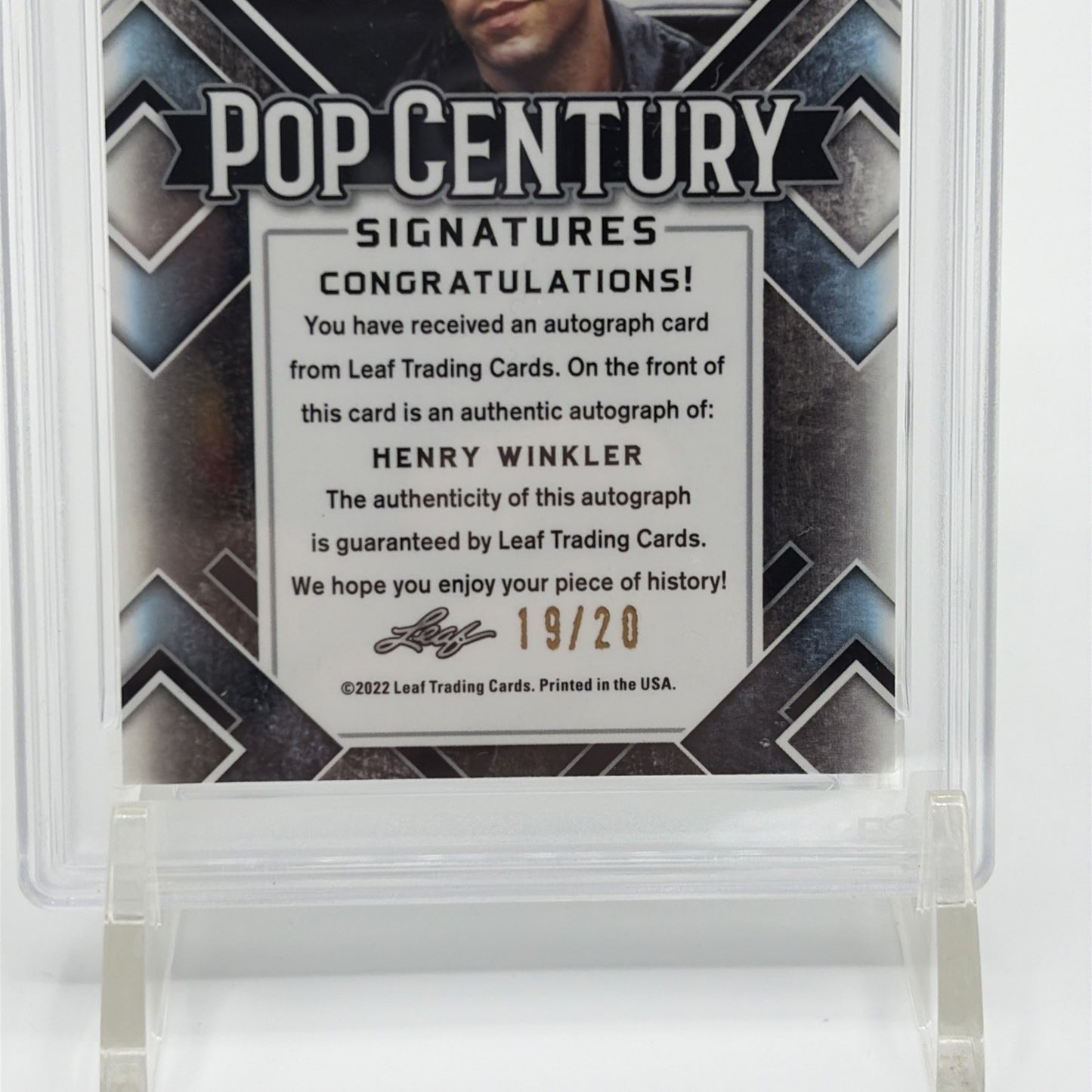 Close-up of the back of the card highlighting the limited edition serial number 19 of 20.