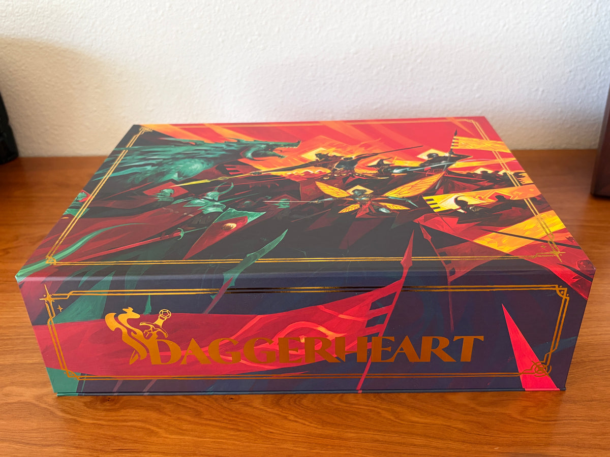 Front view of the Daggerheart Hope & Fear Deluxe Edition collector's box by Darrington Press.