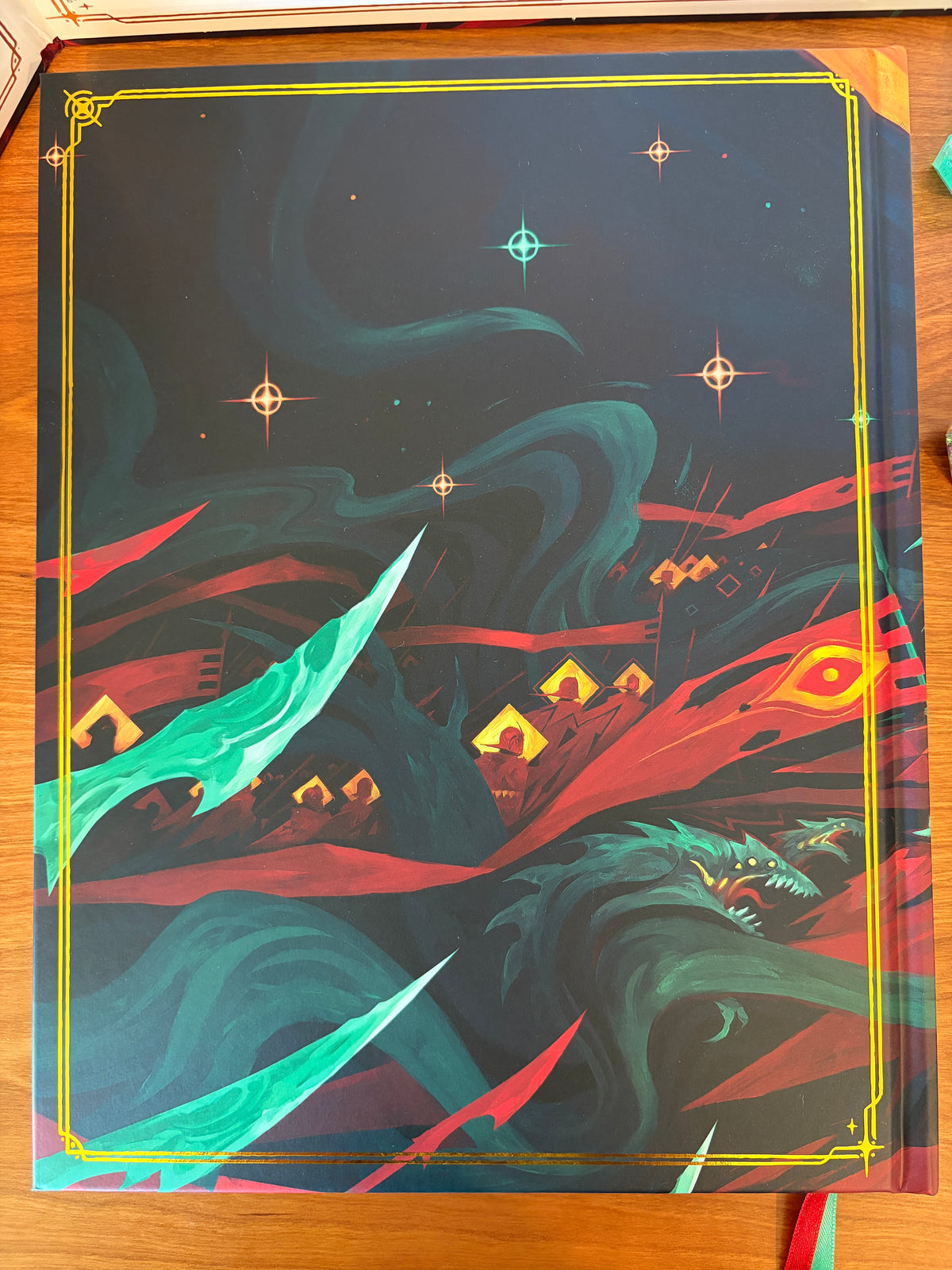Back cover artwork of the Daggerheart Hope & Fear Deluxe Edition hardcover rulebook.