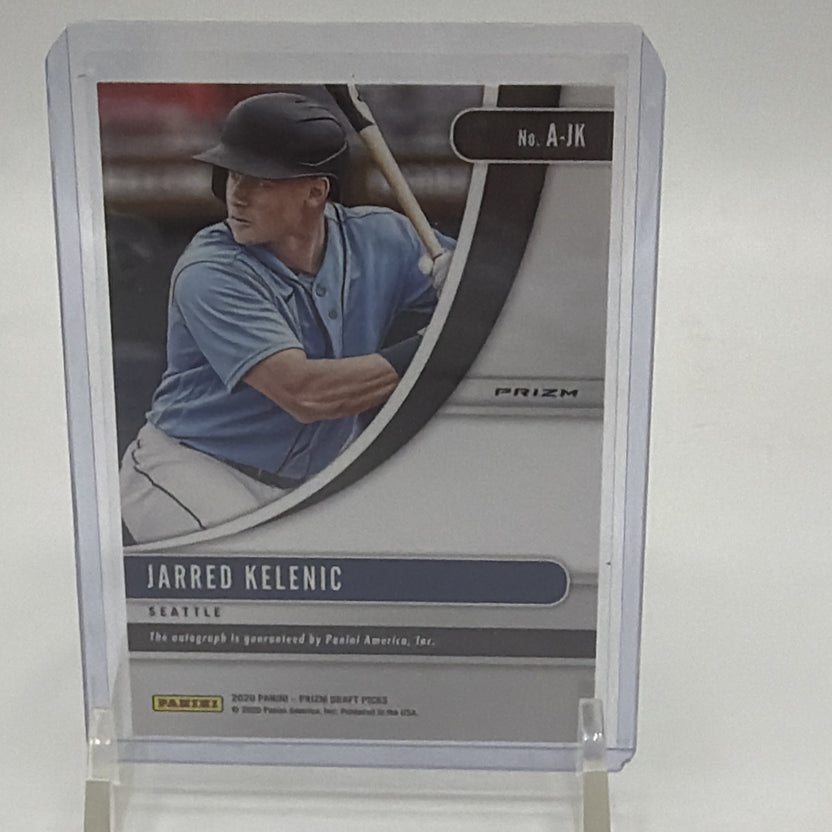 Close-up of the back of Jarred Kelenic 2020 Prizm Draft Picks autograph #4