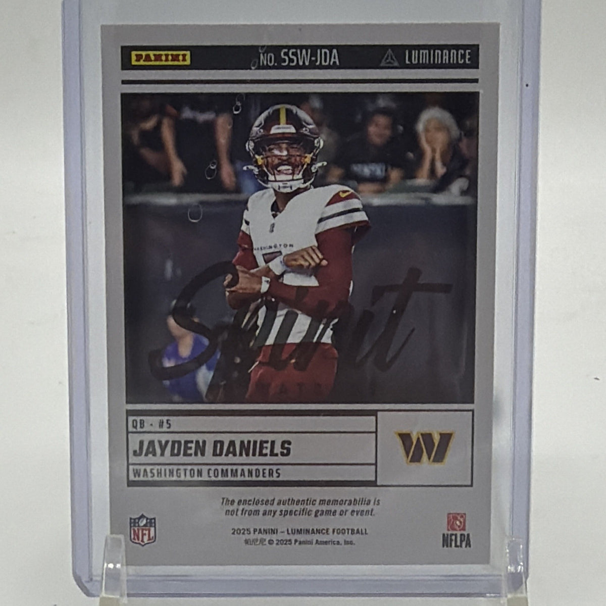 Back detail of Jayden Daniels Spirit Swatches #SSW-JDA for the Washington Commanders