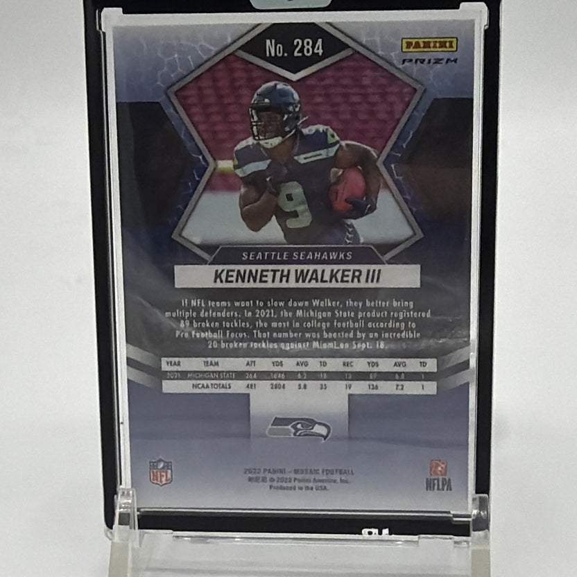 Detail of the back of Kenneth Walker III NFL Debut Green Mosaic #284