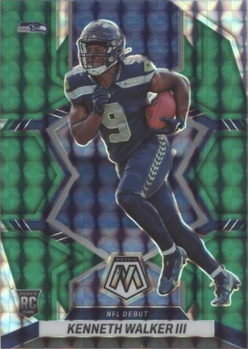 Angled view showing the reflective Green Mosaic finish on Kenneth Walker III #284