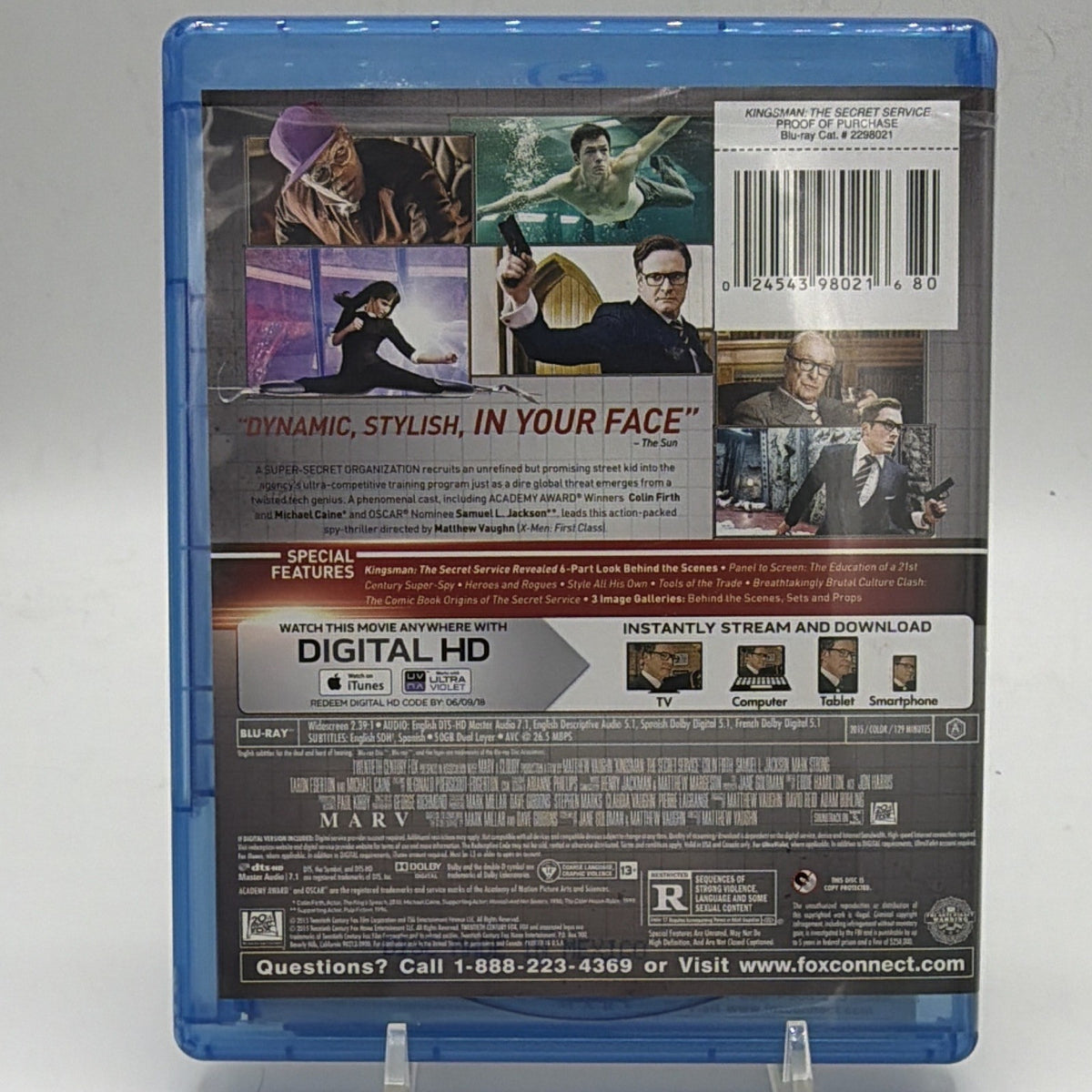 Back of pre-owned Kingsman: The Secret Service Blu-ray case