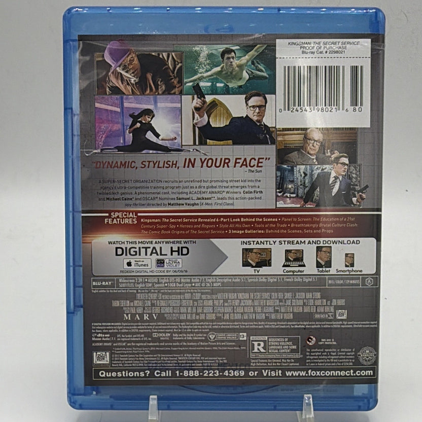 Back of pre-owned Kingsman: The Secret Service Blu-ray case