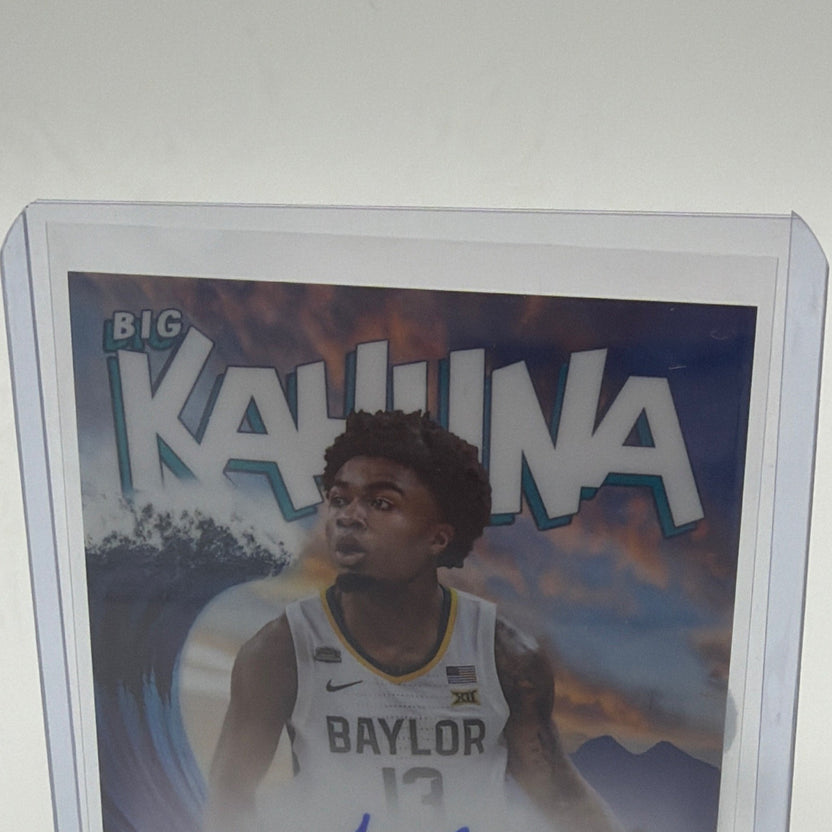 Close-up of Langston Love Big Kahuna autograph #BKA-LL showing tropical design and blue signature