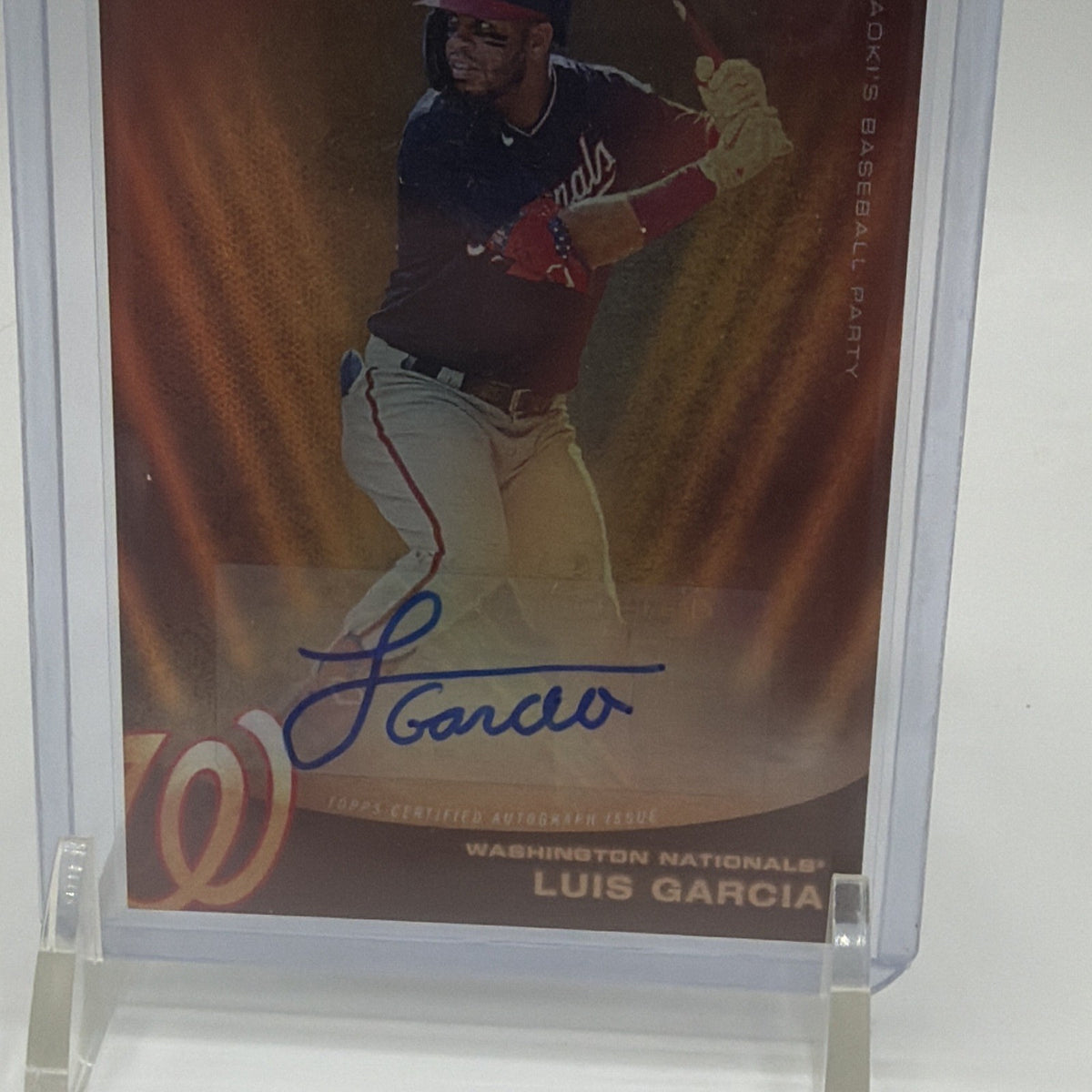 Detailed front view of Luis Garcia 2022 Topps x Steve Aoki autograph #50C